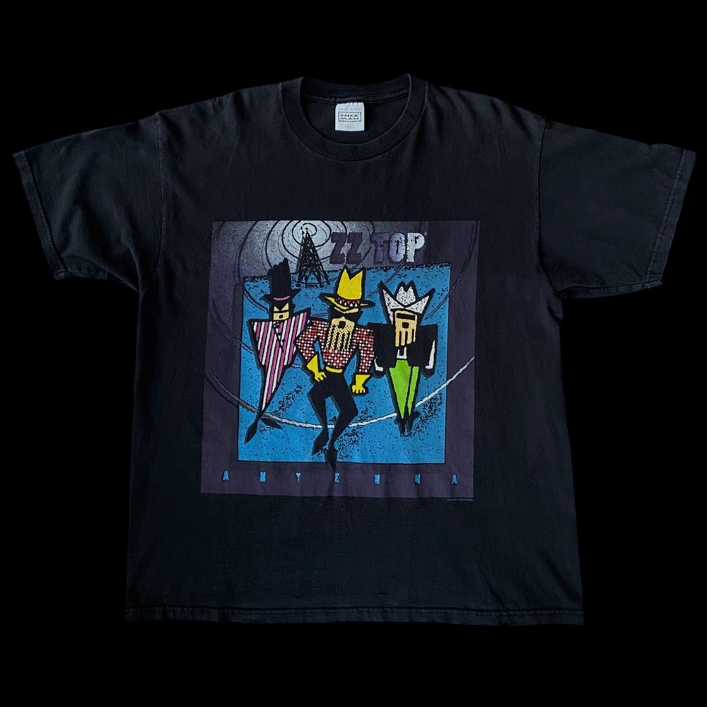 VTG 90s 1994 ZZ Top Antenna World Tour Rock Band Graphic T-Shirt Black Size XL